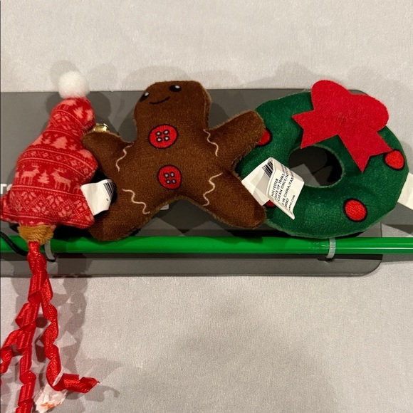 2 Christmas Themed Cat Wands each with 3 Dangling Plush Toys, Teaser Wand Set - Picture 3 of 11